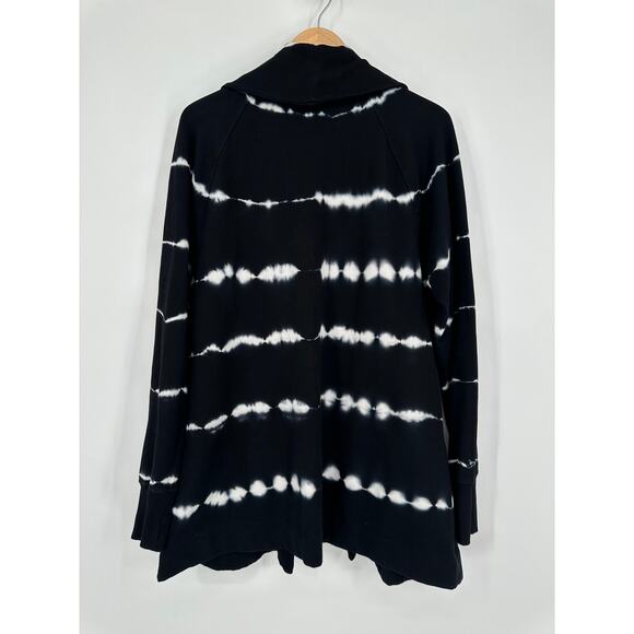 Bass Tie Dye Open Front Cardigan Draped Pocket Sweater Sweatshirt Boho - Picture 6 of 10
